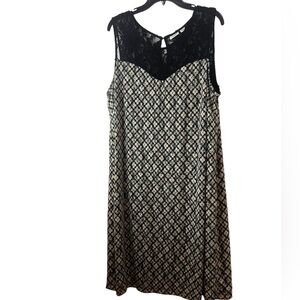 Cato Black and Cream Lace Midi Dress Size 22/24W